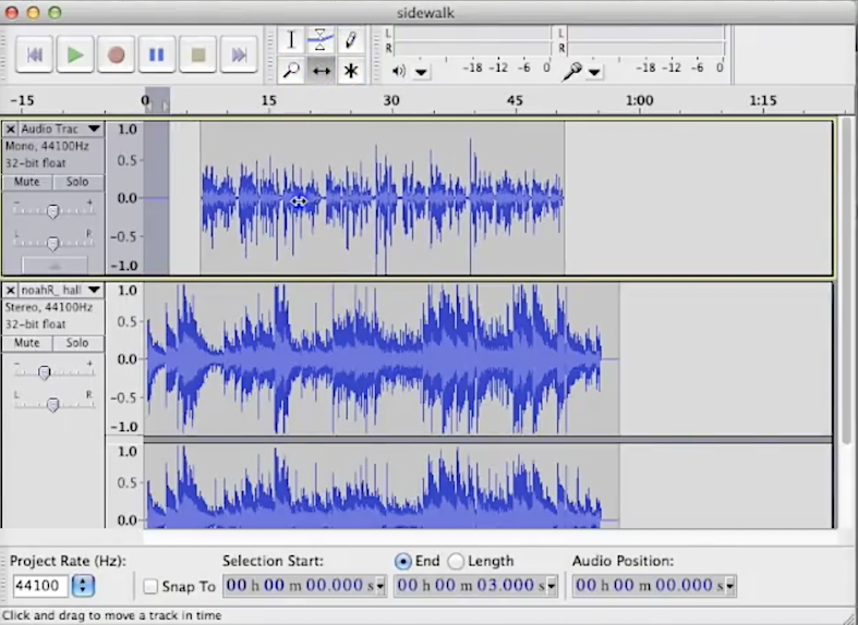 image of editing in Audacity